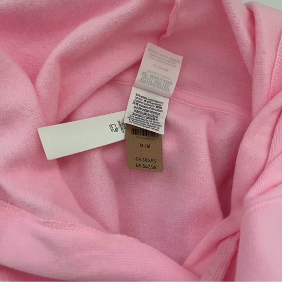 Victoria's Secret Pink Campus Long Sleeve Hoodie Daisy Pink with Black Logo.NWT - Picture 5 of 9